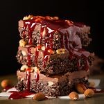 Plant-Based Brownies with Raspberry Pomegranate Coulis
