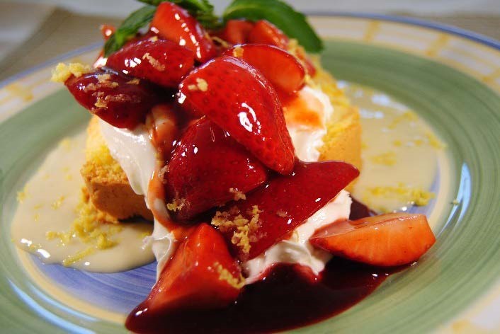 Open Faced Strawberry Shortcake with Lemongrass Scented Chantilly Cream