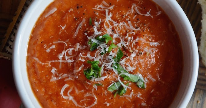 Roasted Red Pepper Soup with Smoked Gouda