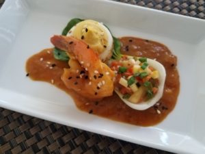 Deviled Eggs with Shrimp Vindaloo